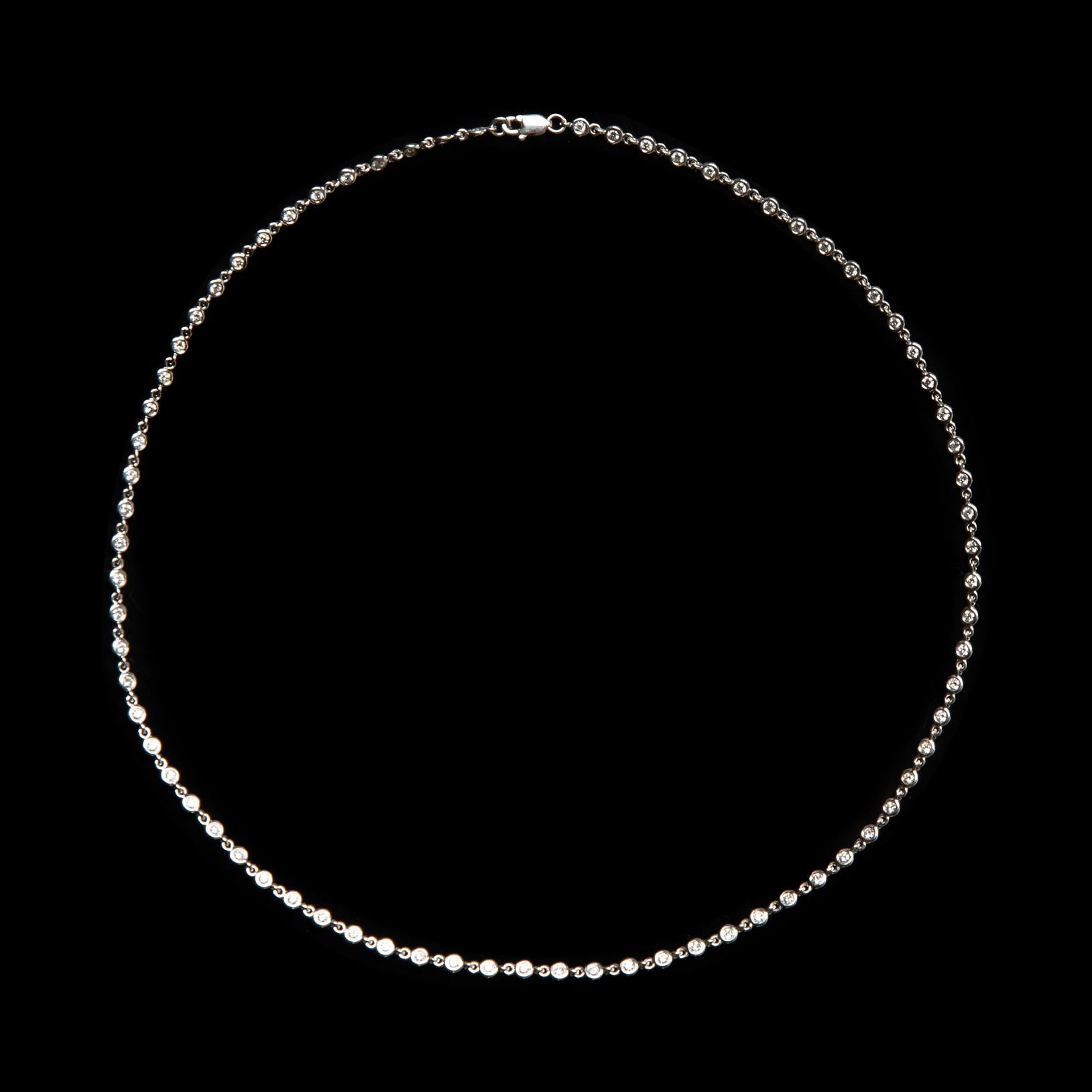 Round Cut Diamond and White Gold Necklace