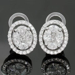 Diamond White Gold Oval Stud Jackets Earrings