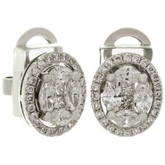 Clous d'oreilles clous d'oreilles ovales en or blanc et diamants