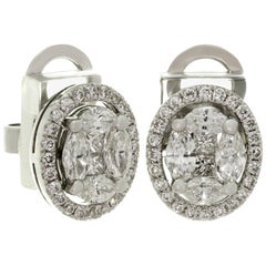 Diamond White Gold Oval Stud Jackets Earrings