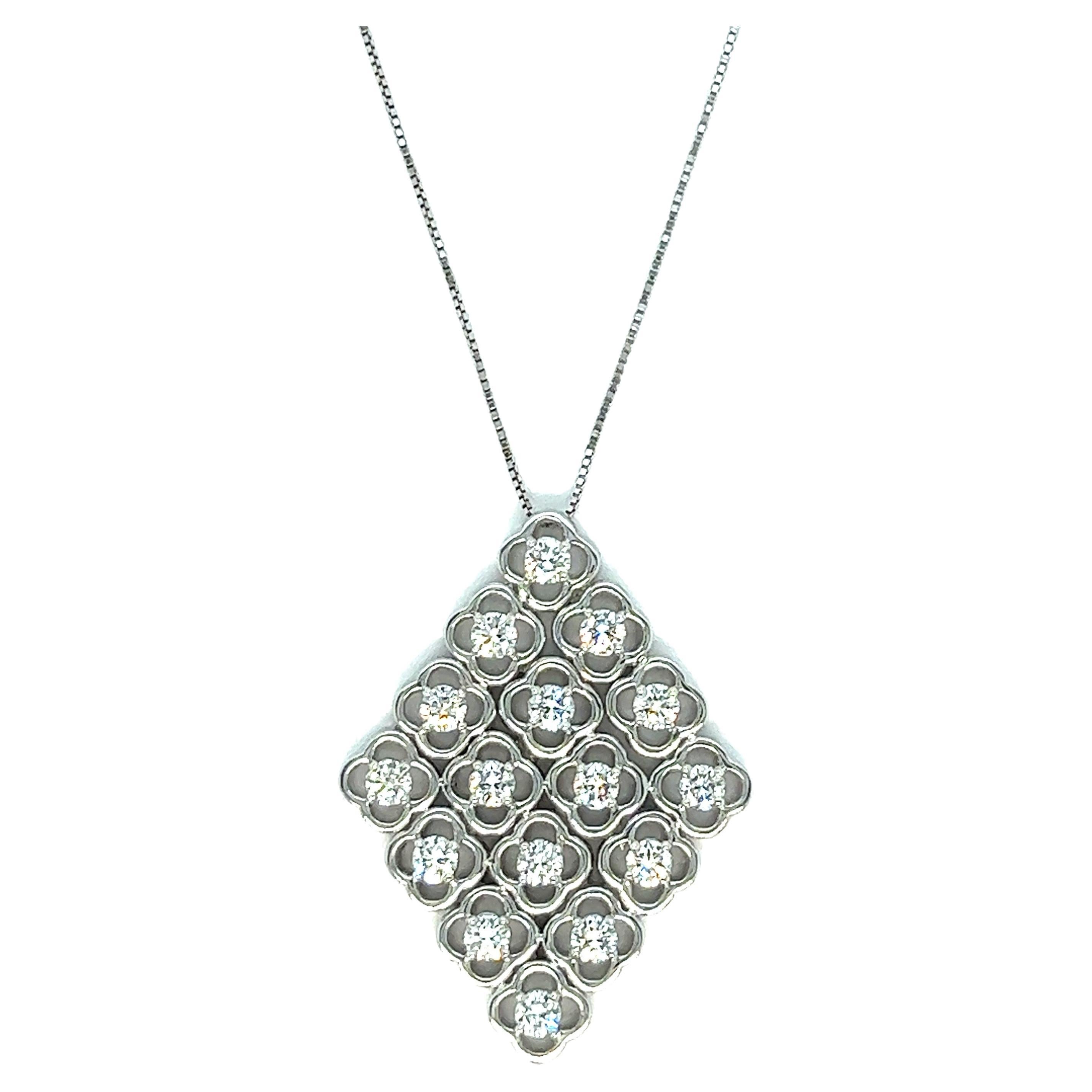 Diamond White Gold Pendant Necklace For Sale