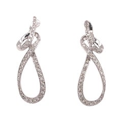 Diamond White Gold Ribbon Drop Earrings