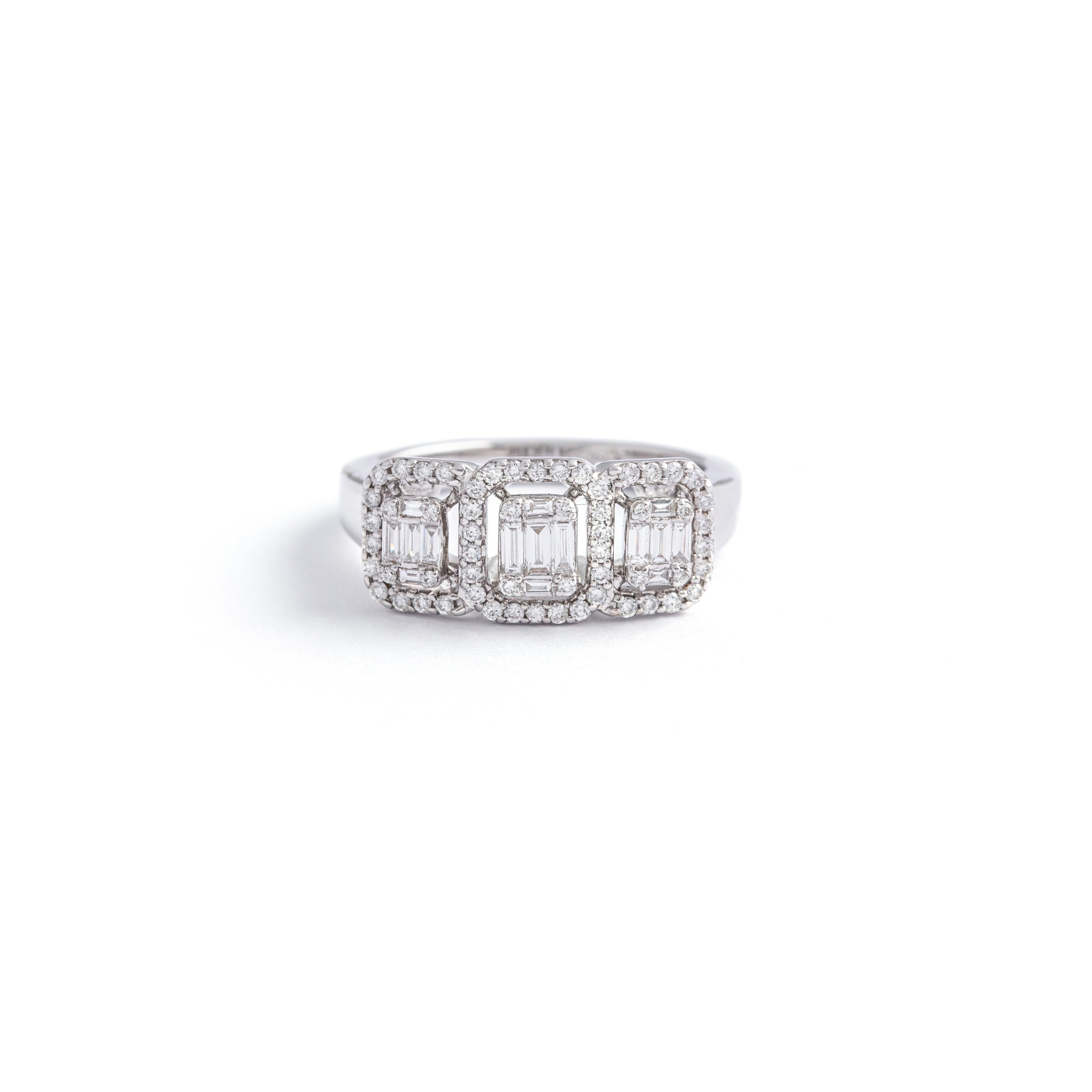 Diamant Weißgold Ring (Baguetteschliff) im Angebot