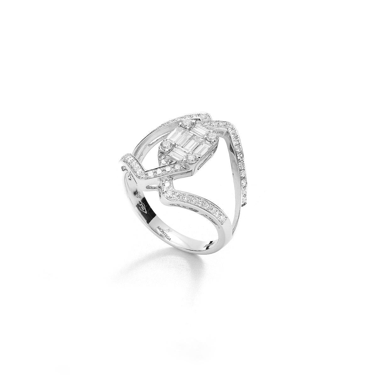 Baguette Cut Diamond White Gold Ring For Sale