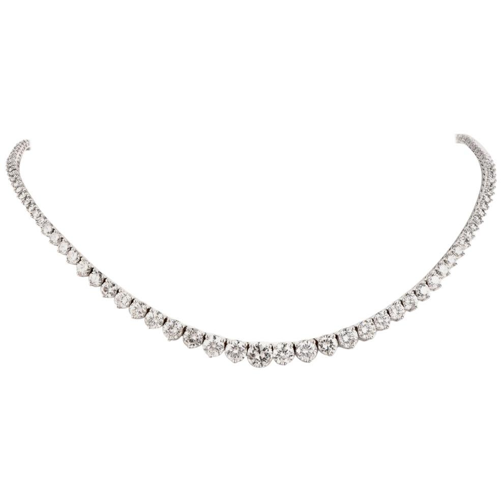 Diamond White Gold Riviere Tennis Necklace