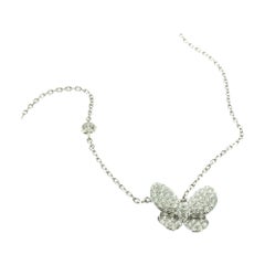 Diamond White Gold Round Brilliants Butterfly Necklace
