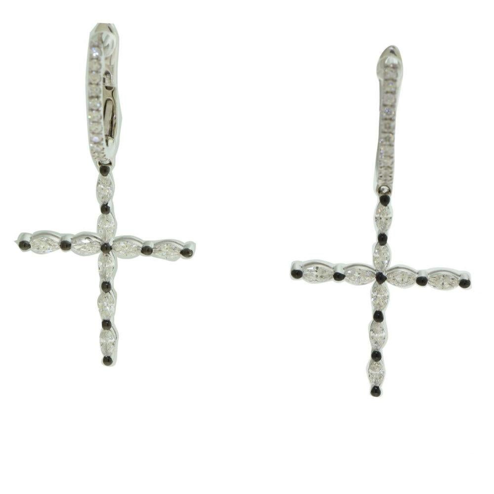 diamond earrings with cross hanging