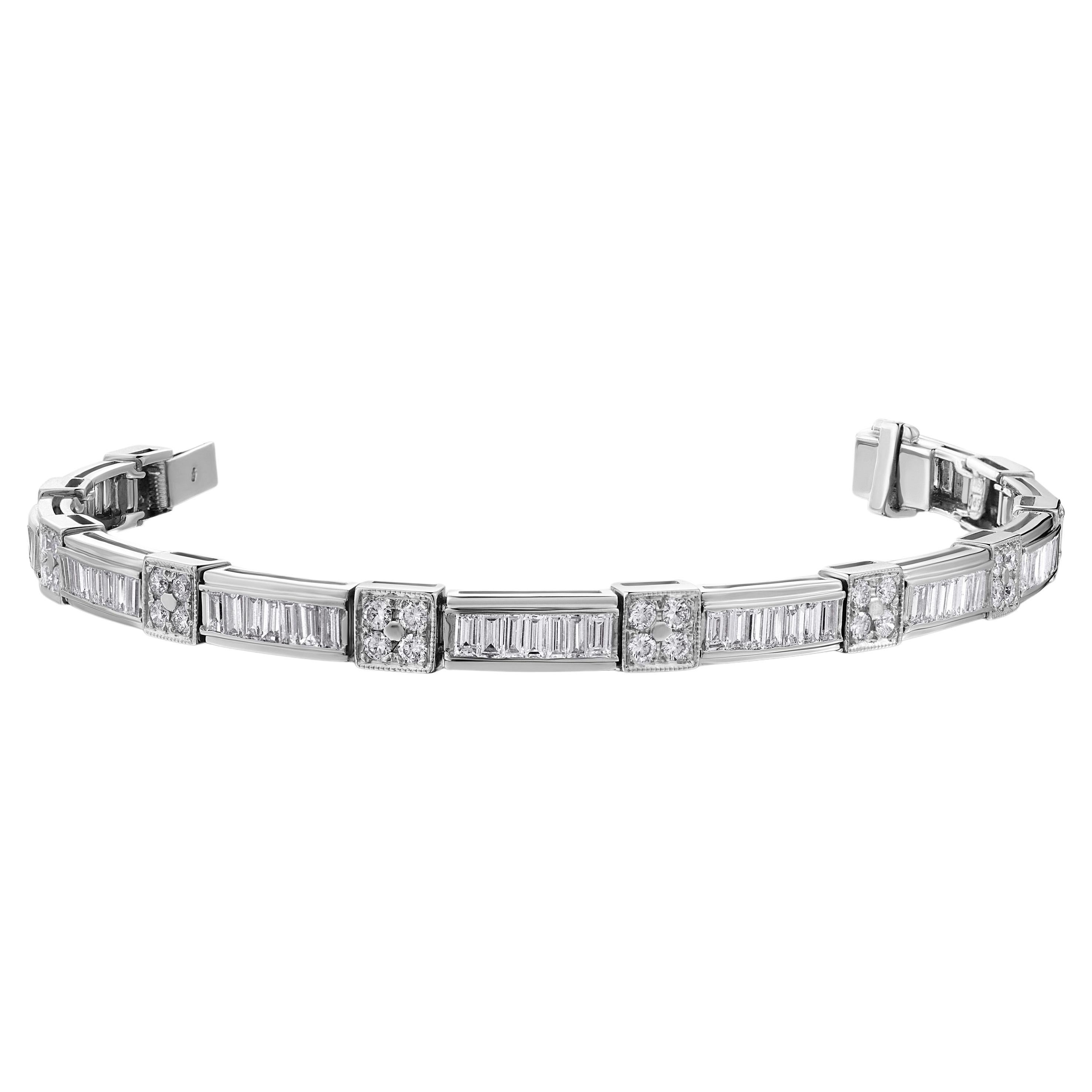 Diamond White Gold Semi-Articulated Bracelet Estate Fine Jewelry