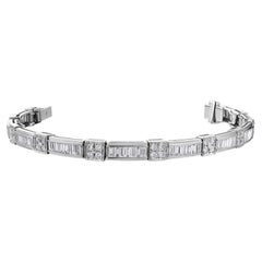 Retro Diamond White Gold Semi-Articulated Bracelet Estate Fine Jewelry