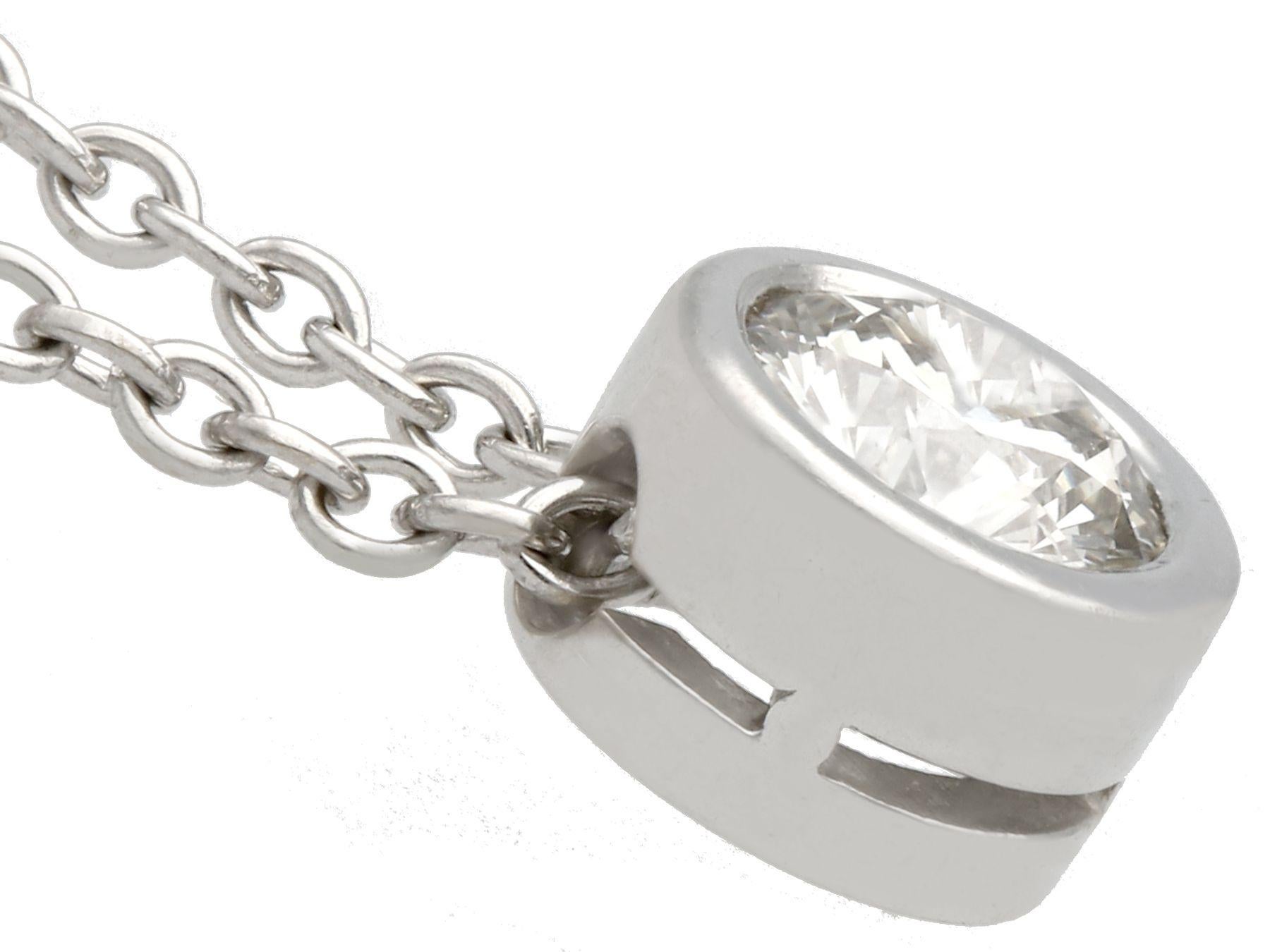 Round Cut Diamond White Gold Solitaire Pendant For Sale