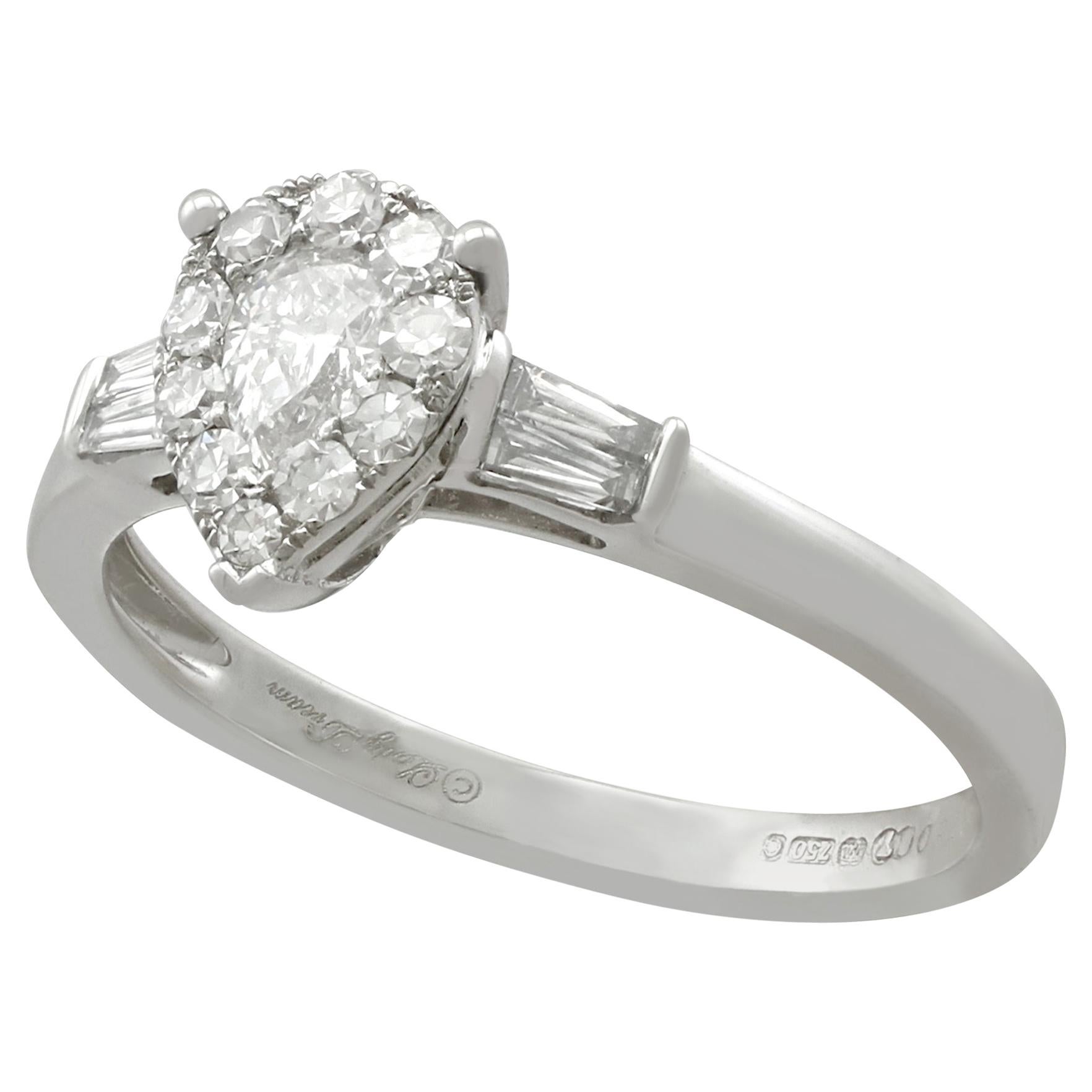 Diamond White Gold Solitaire Ring with Accents