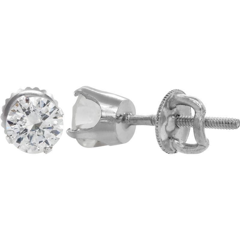 Diamond White Gold Stud Earrings In Excellent Condition For Sale In Surfside, FL
