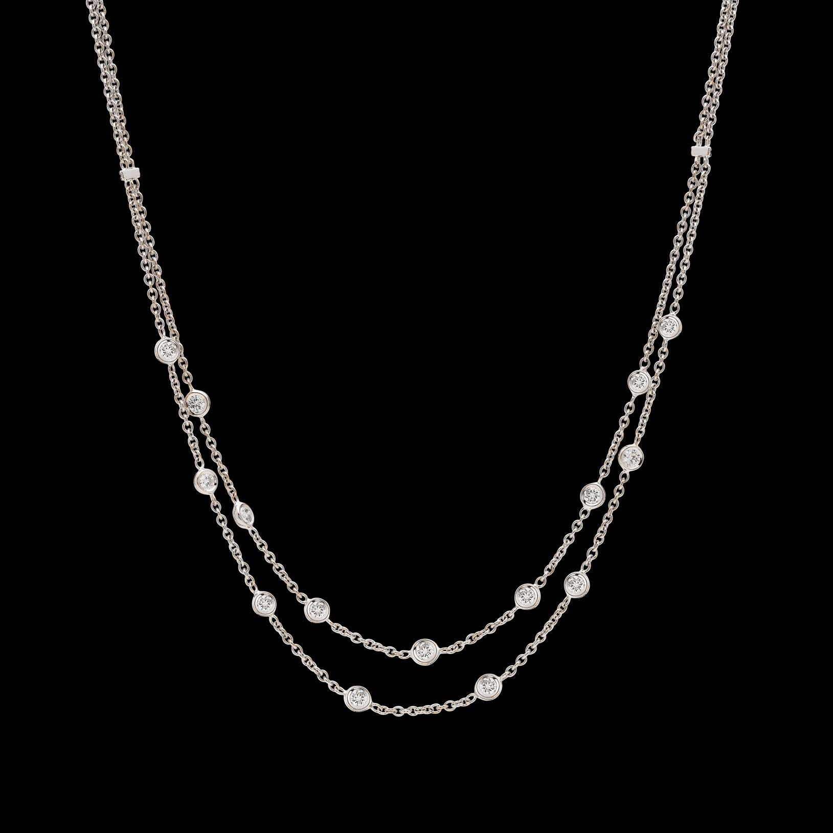 Women's or Men's Diamond and White Gold Swag Necklace