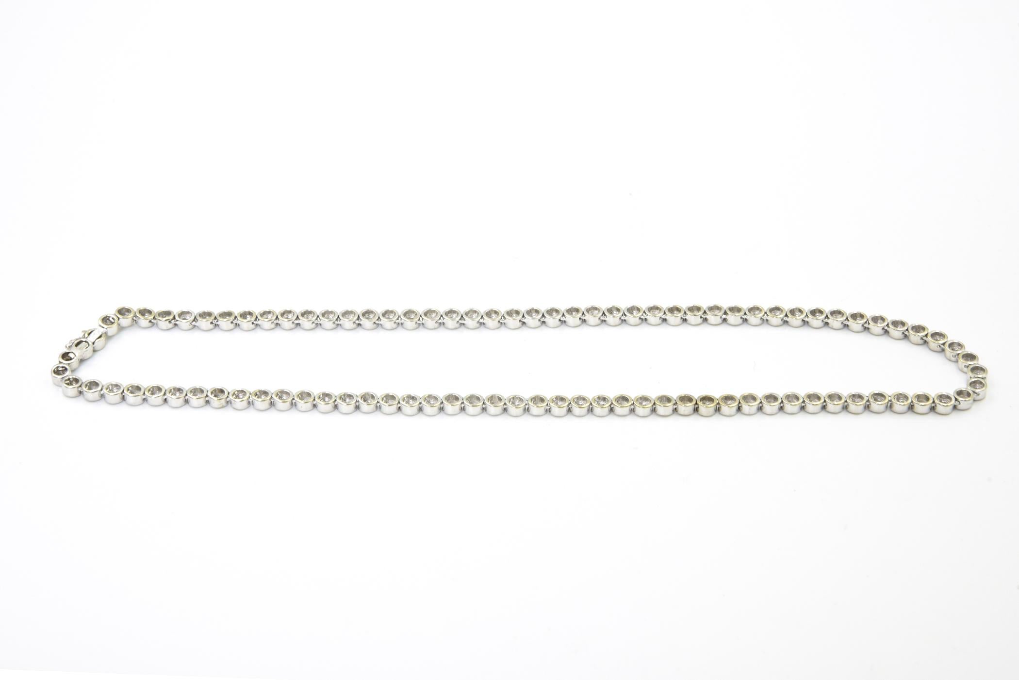 Diamond White Gold Tennis Line Necklace For Sale 4