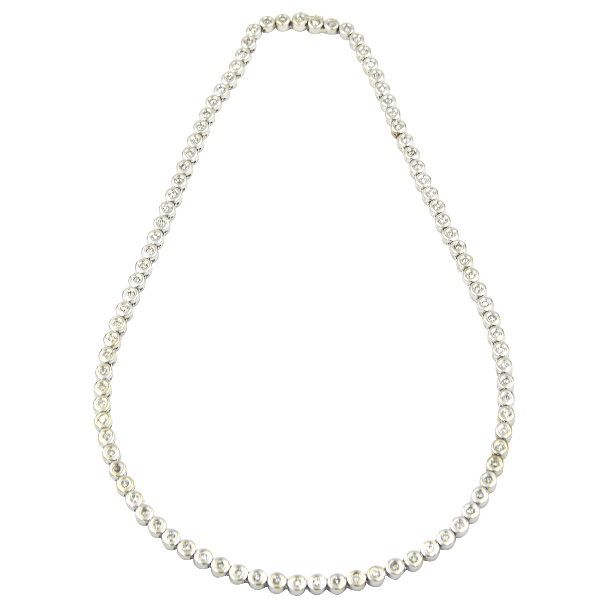 Diamant Weißgold Tennis Linie Halskette mit Diamanten