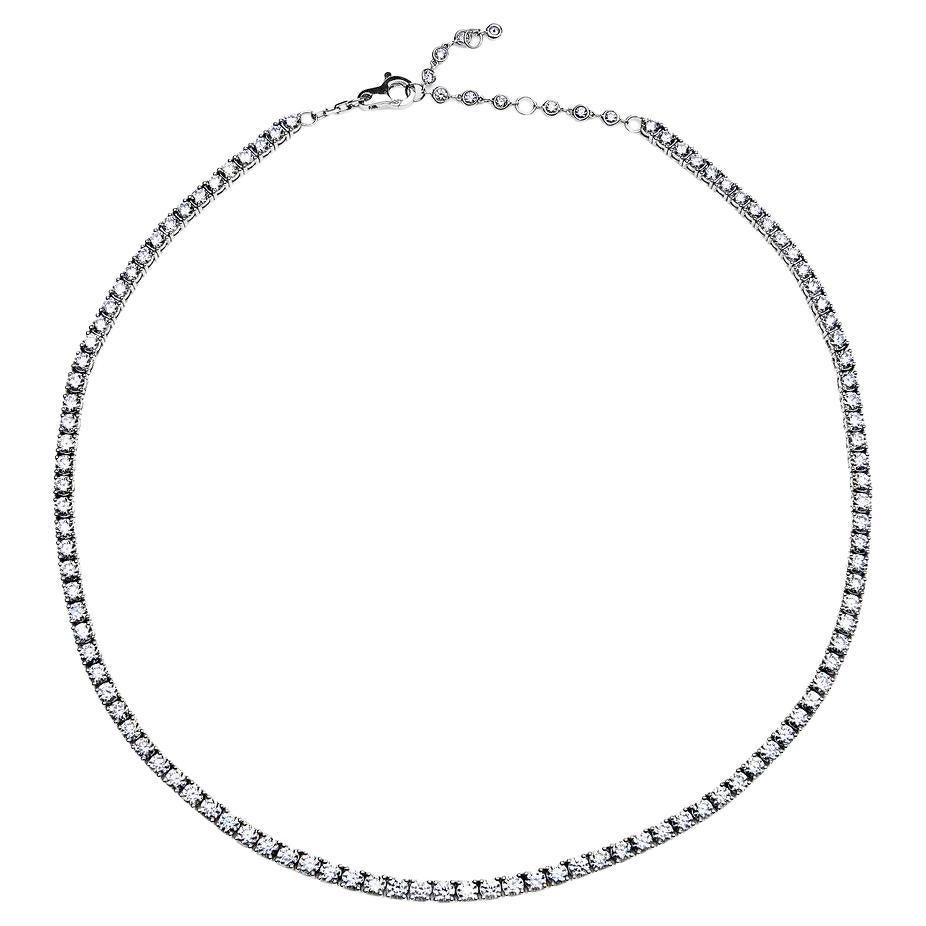 Diamond White Gold Tennis Necklace For Sale