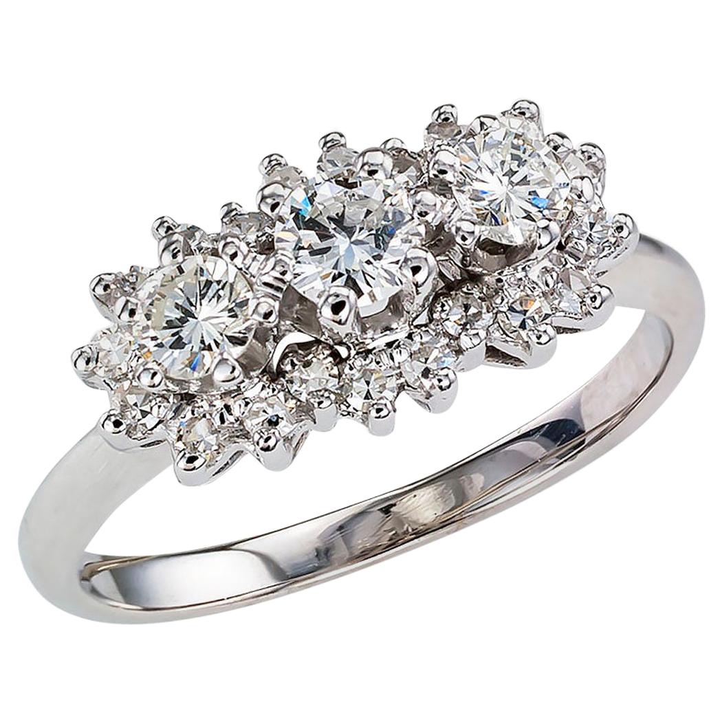 Diamond White Gold Three-Stone Ring