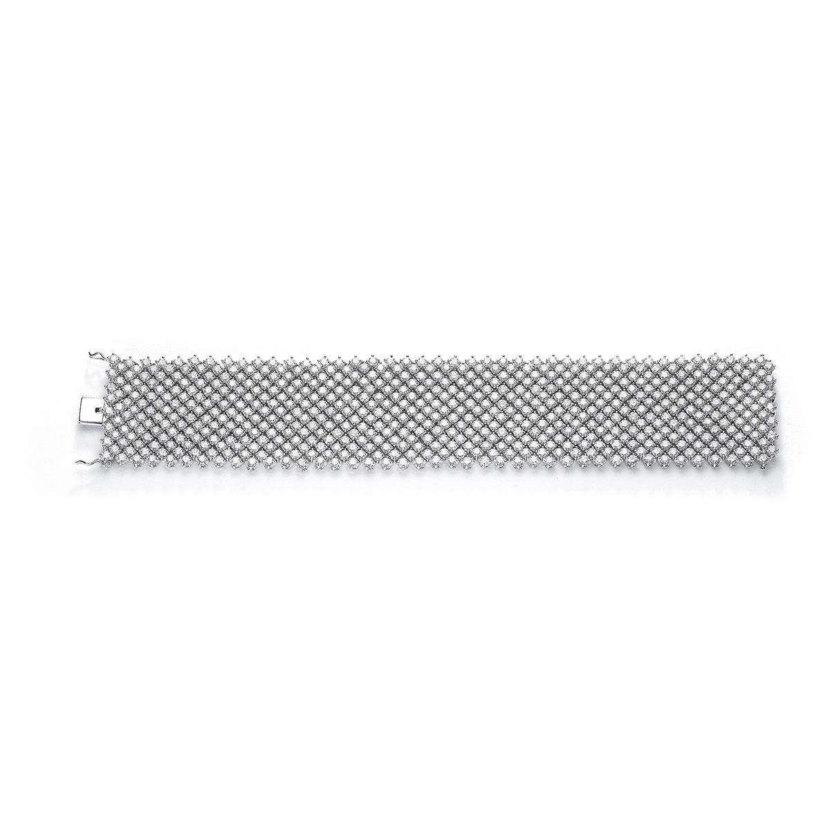 Wide bracelet in 18kt white gold set with 615 diamonds 47.91 cts   
