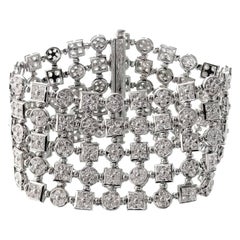 Diamond White Gold Wide Flexible Bracelet Attributed BULGARI LUCEA Collection