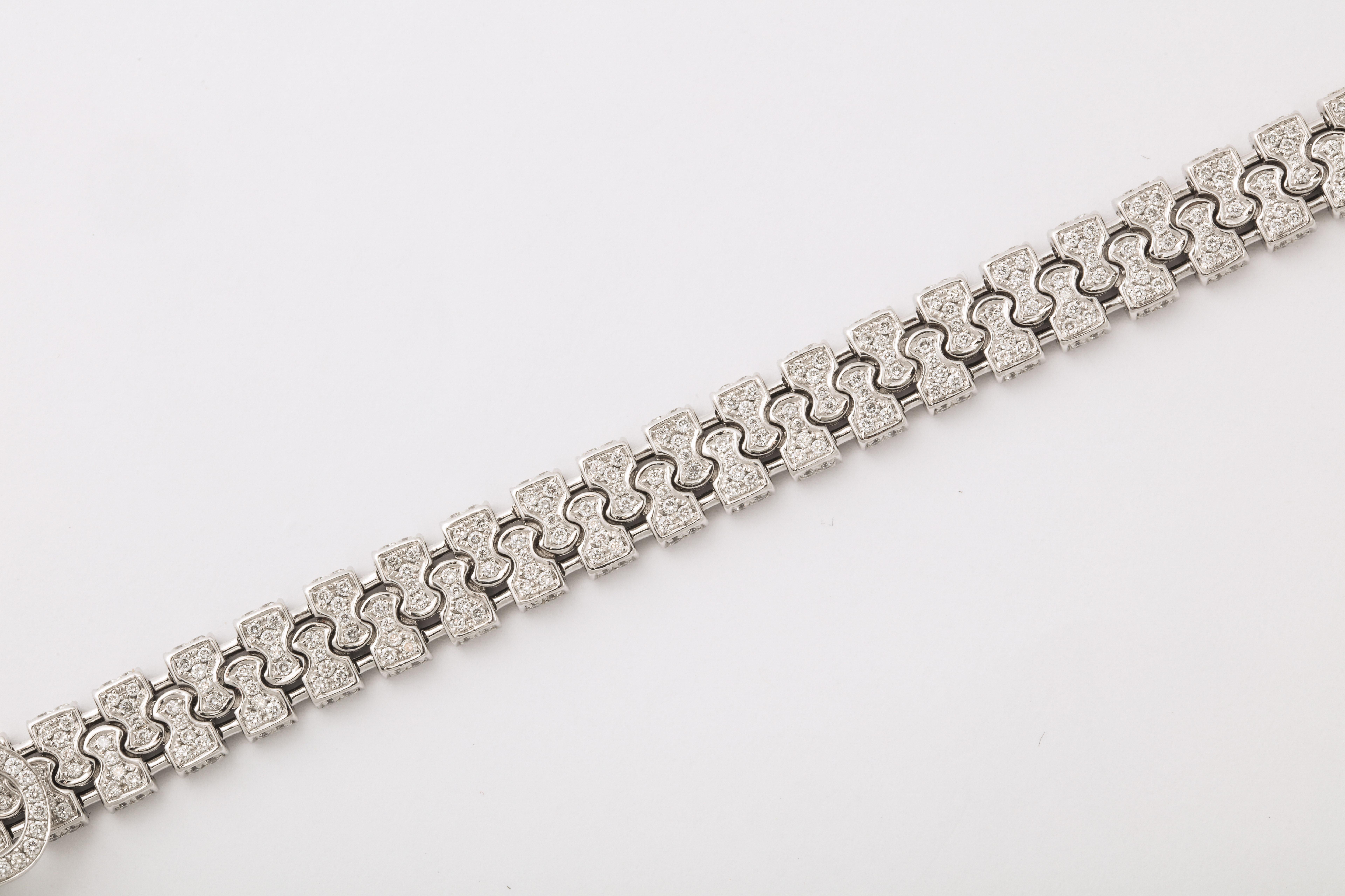 Women's or Men's Diamond White Gold Working Zipper Bracelet