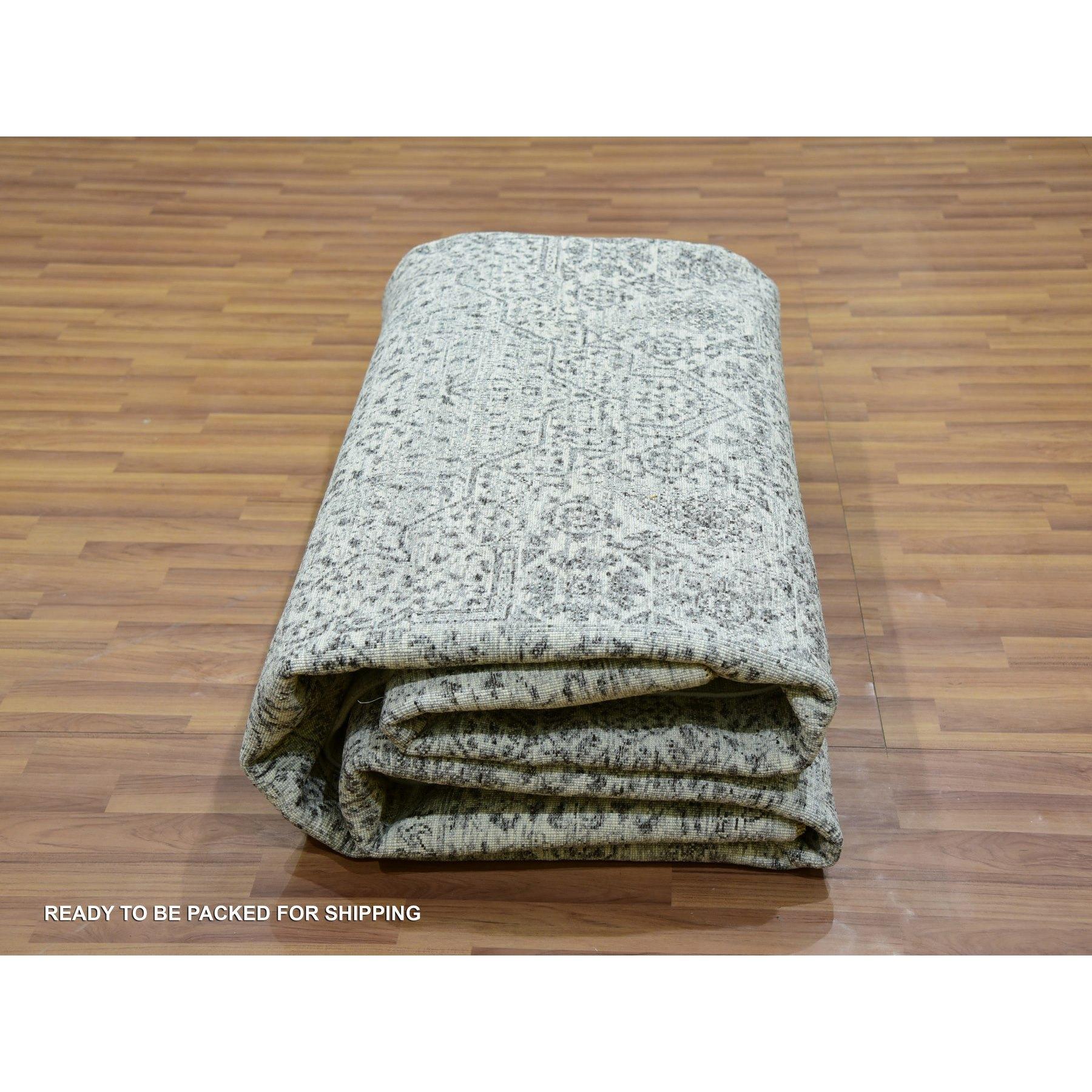 Diamond White Mamluk Dynasty Hand Knotted Undyed Wool Oriental Rug 9'0