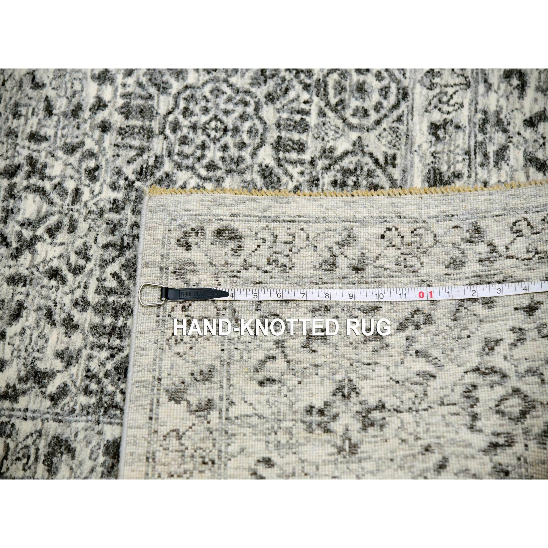 Diamond White Mamluk Dynasty Hand Knotted Undyed Wool Oriental Rug 9'0