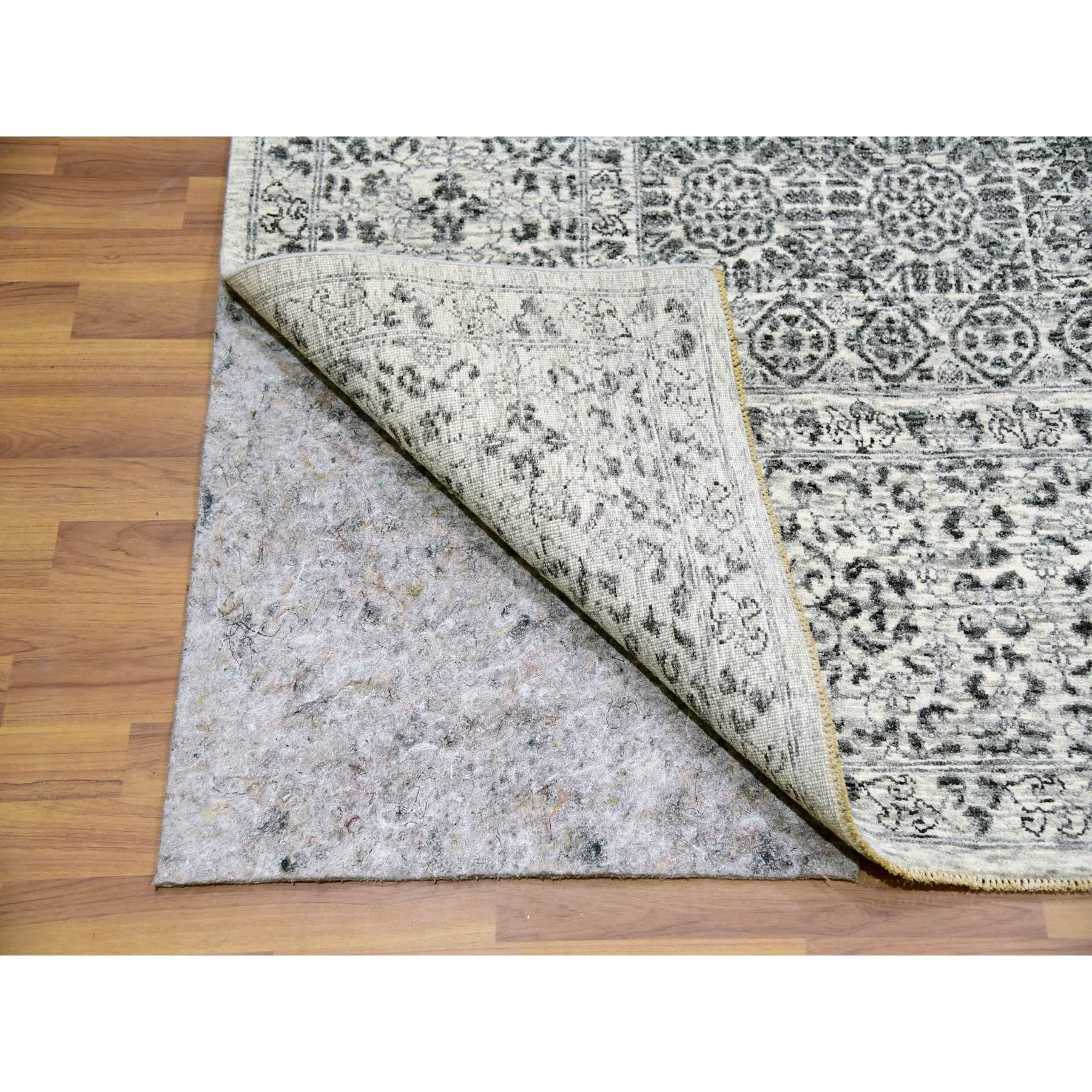 Hand-Knotted Diamond White Mamluk Dynasty Hand Knotted Undyed Wool Oriental Rug 9'0
