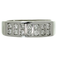 Retro Diamond White Solid Gold Band Ring