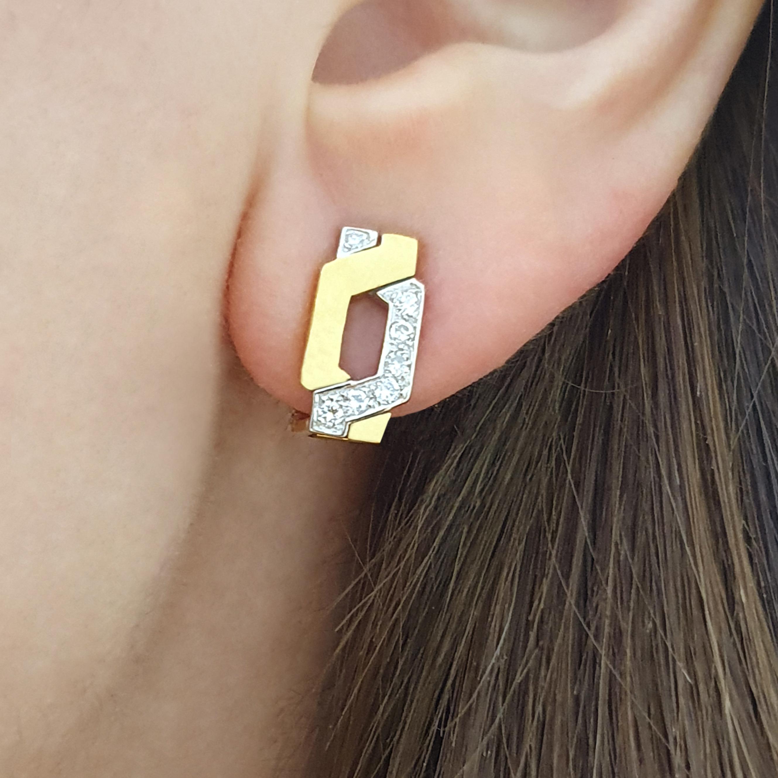 Women's or Men's Diamond White Yellow Gold 18K Ear Clips For Sale