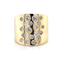 Diamond Wide 14k Yellow Gold Band