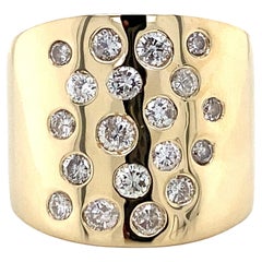 Diamond Wide 14k Yellow Gold Band Diamond Wide 14k Yellow Gold Band