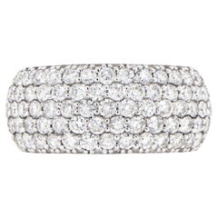 Diamond Wide Band Cluster Ring 1.75 Carats 18K White Gold