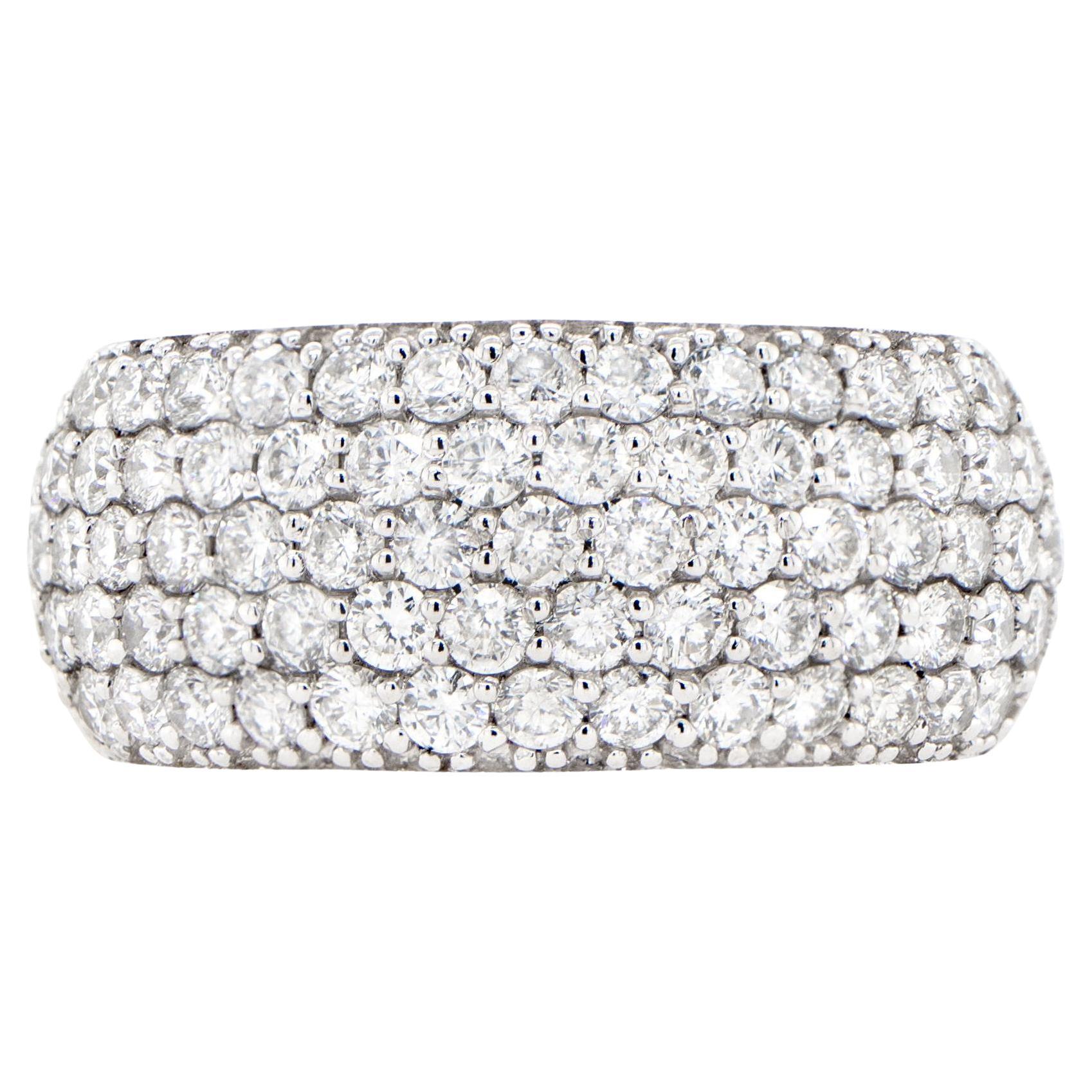 Diamond Wide Band Cluster Ring 1.75 Carats 18K White Gold