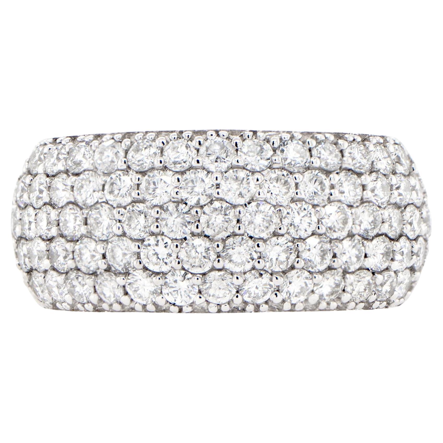 Breiter Diamant-Cluster-Ring mit breitem Band 1,75 Karat 18K Weißgold