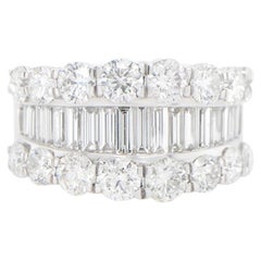 Diamond Wide Band Ring Baguette and Round 3.37 Carats 18K White Gold