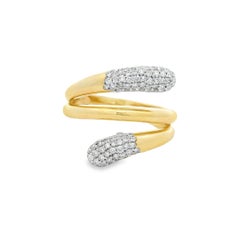 Bague à large bande diamantée en or jaune 14K avec 0.50 carats Taille 7