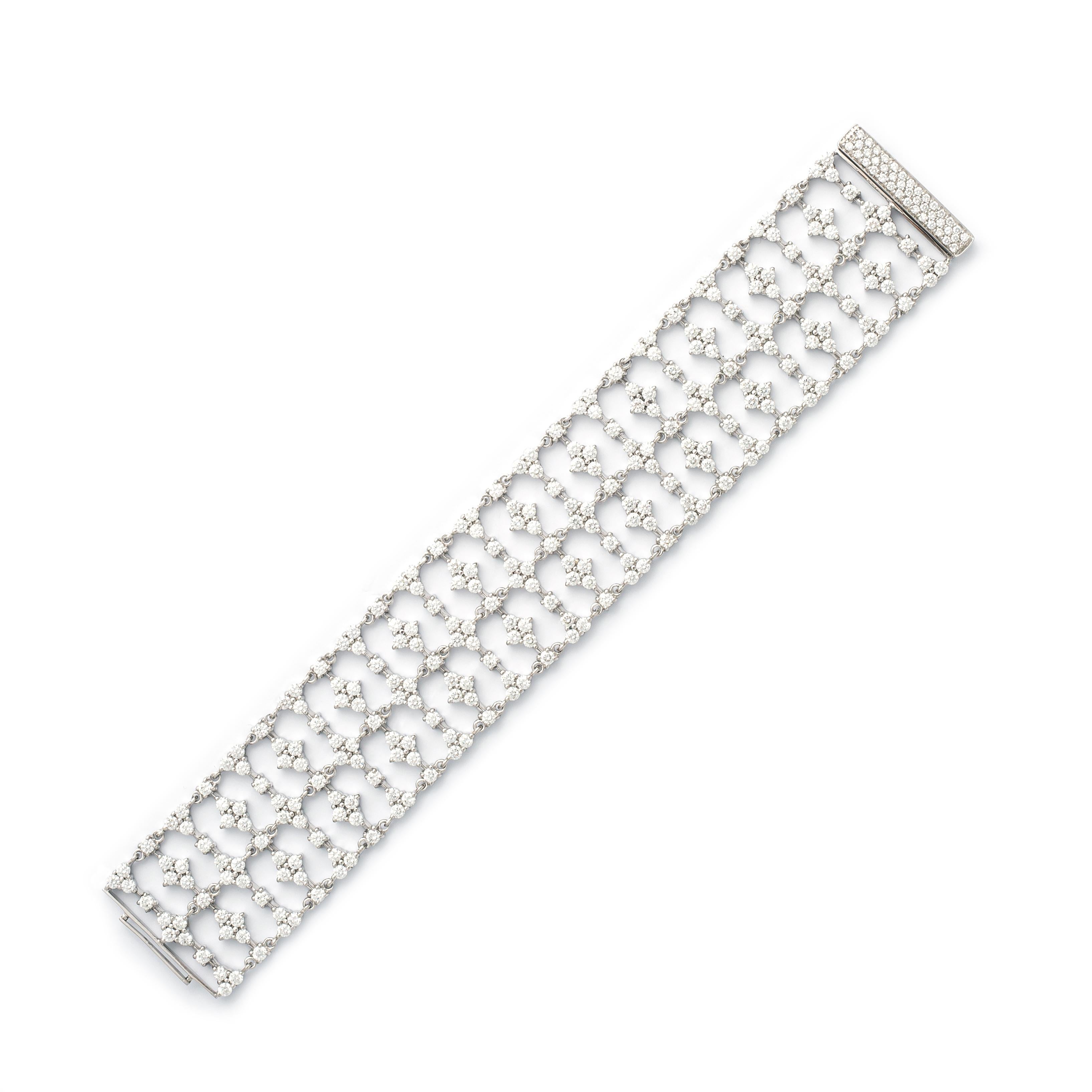 Contemporary Diamond Wide Bracelet For Sale