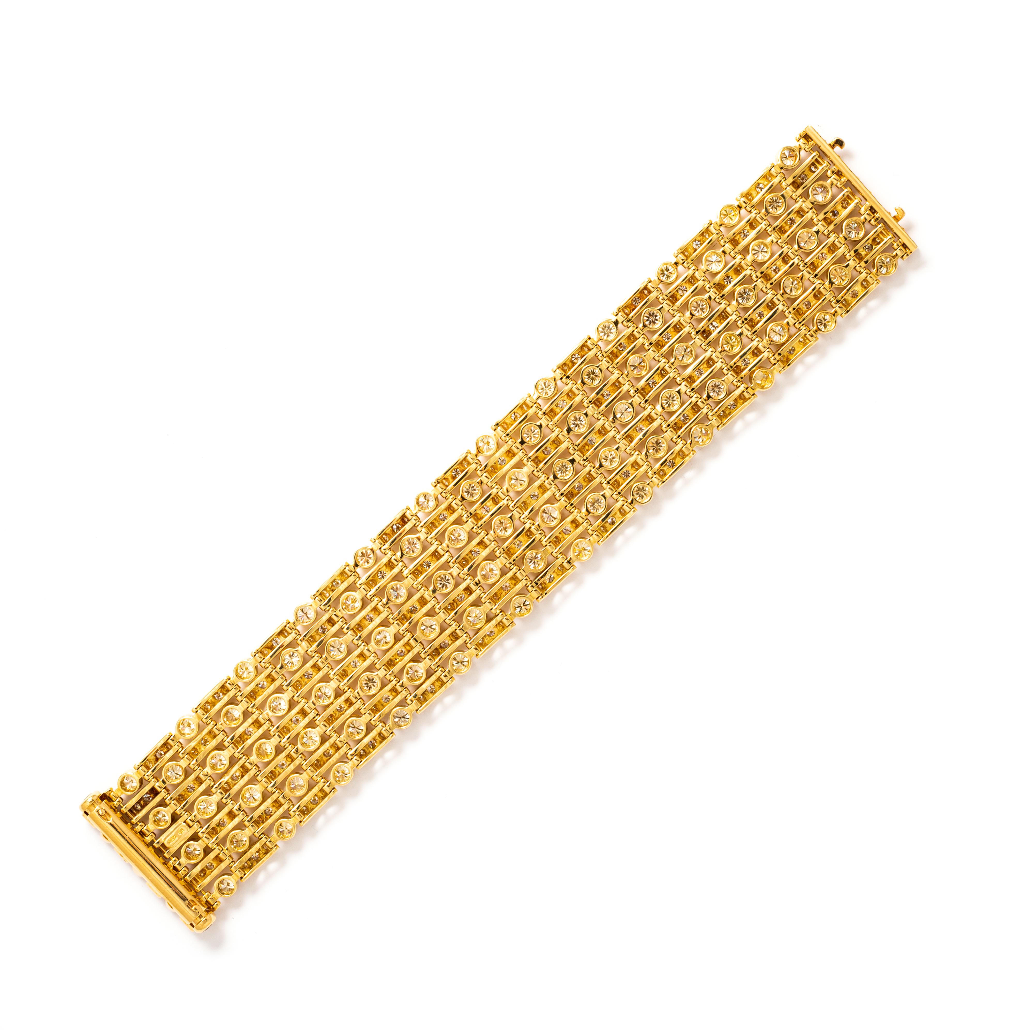 Women's or Men's Diamond Wide Bracelet For Sale