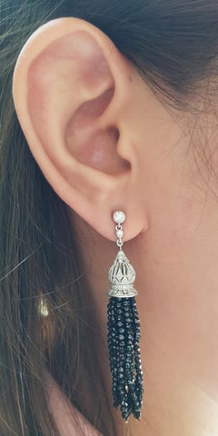 Diamond with Black Spinel Earrings Set in 18 Karat White Gold Settings