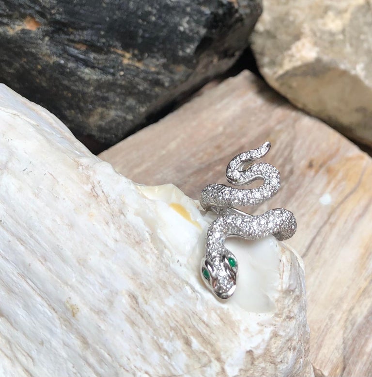Bague Or 18 Carats - Serpent Sertie De Diamants 0,17 Carats, Poids 5,34 G, Occasion