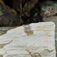 Diamond with Ruby Bee Brooch Set in 18 Karat Gold Settings