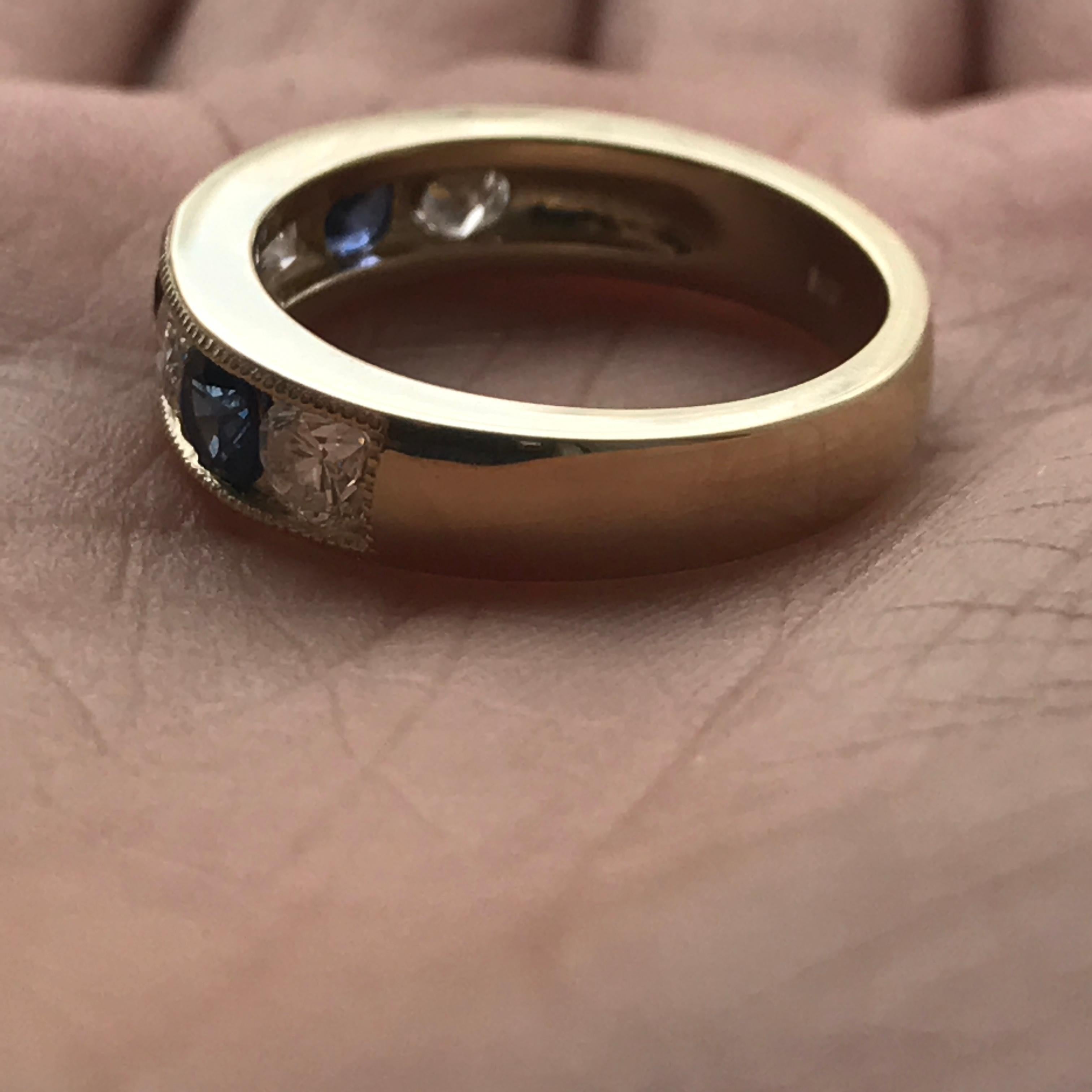 Alianza de Diamante con Zafiro u Otra Gema Oro de 18 Kilates, Ben Dannie Contemporáneo en venta