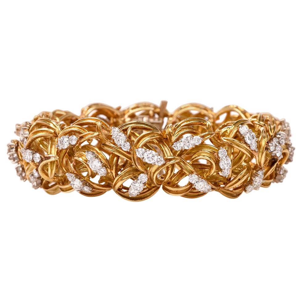 Diamond Woven Gold Bracelet