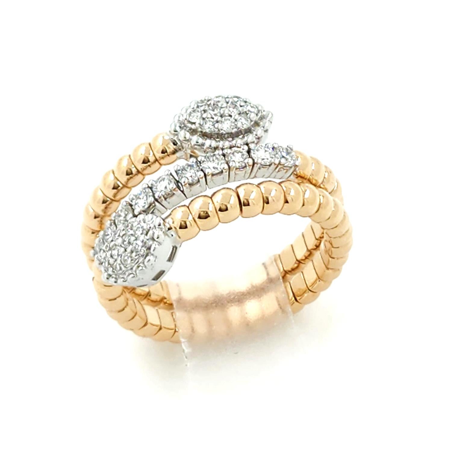 Diamond Wrap Around Ring in 18 Karat Rose and White Gold In New Condition For Sale In Hong Kong, HK