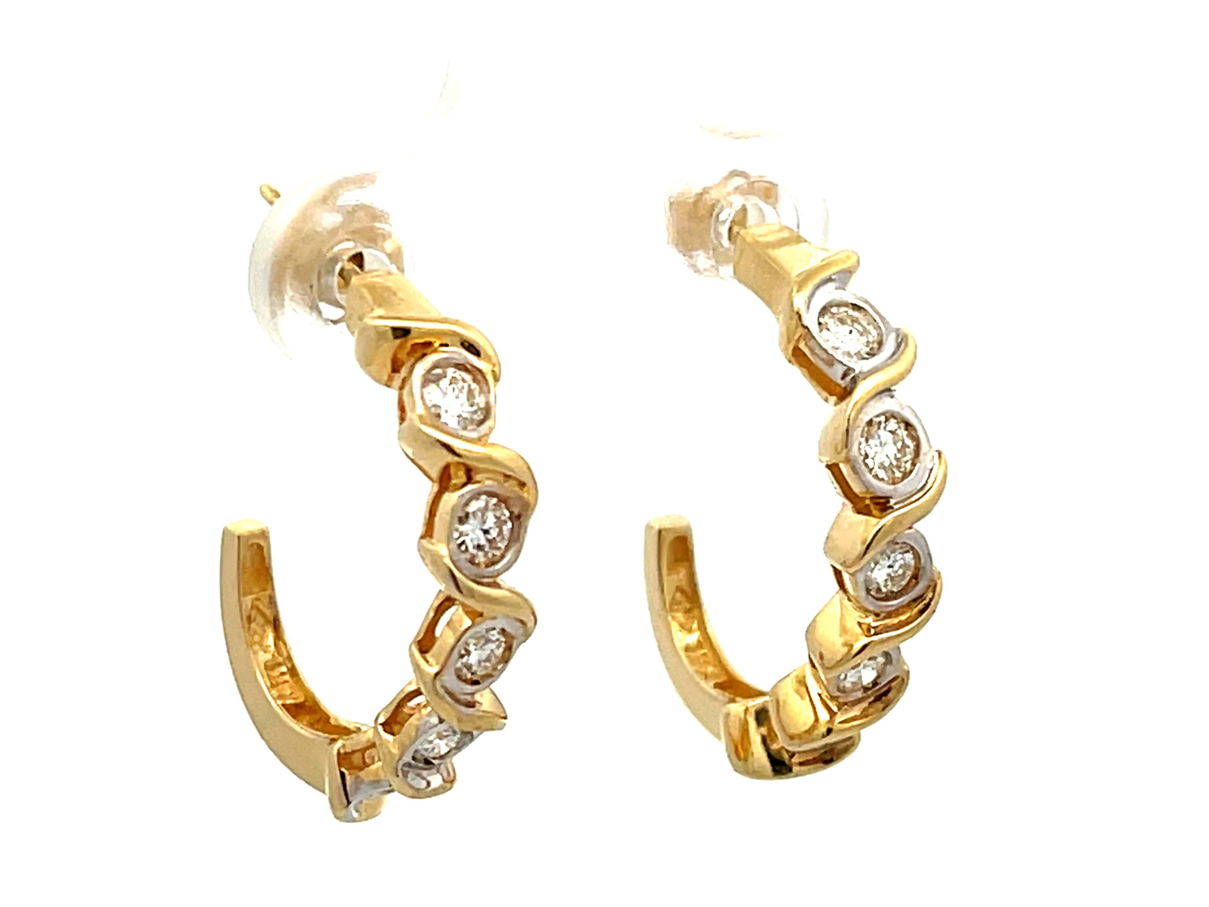 Brilliant Cut Diamond Wrap Earrings in 14k Yellow Gold For Sale