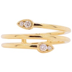 Diamond Wrap Ring, 14 Karat Gold Wrap Ring Cluster Teardrop Tips, LR51801Y45JJ