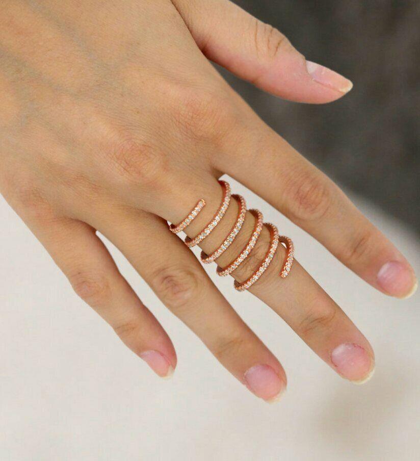 Diamond Wrap Ring 14k Gold Spiral Handmade NS22 In New Condition For Sale In Chicago, IL