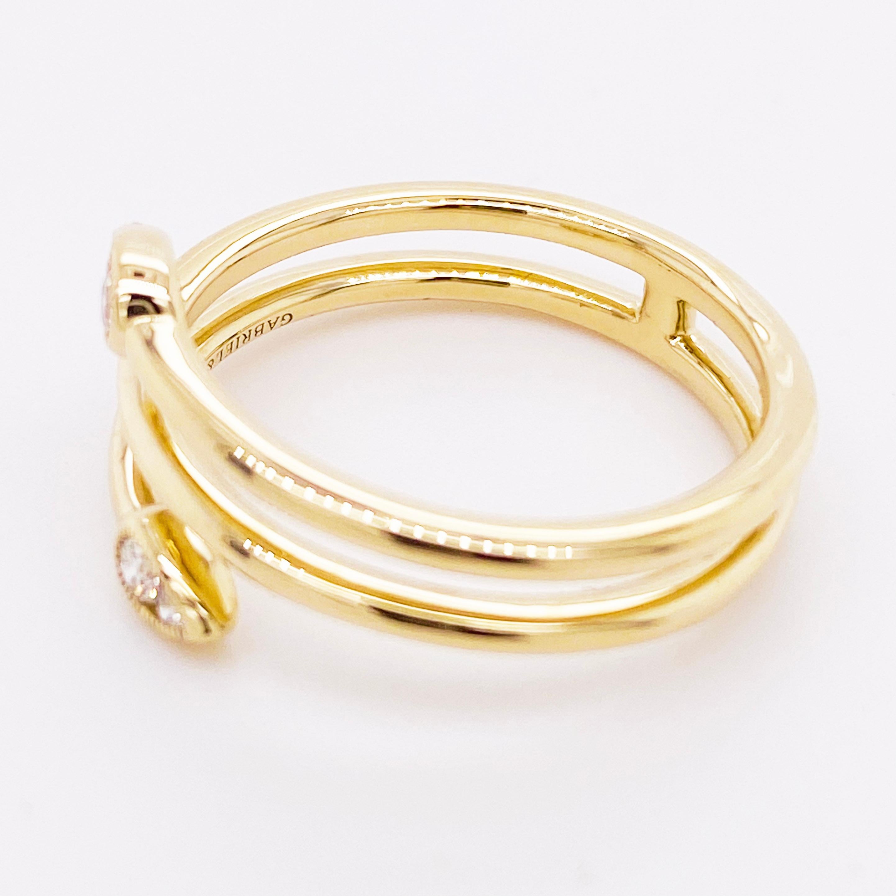 Modern Diamond Wrap Ring, 14 Karat Gold Wrap Ring Cluster Teardrop Tips, LR51801Y45JJ