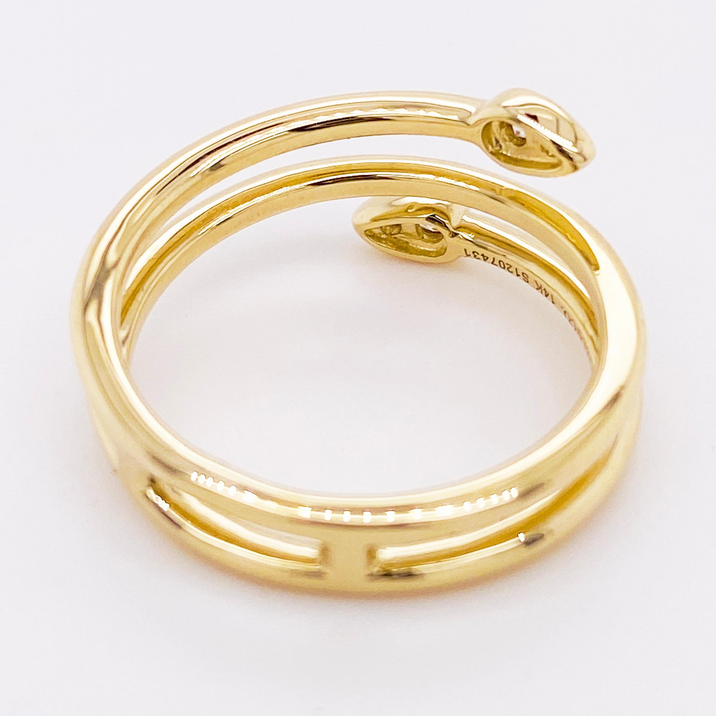 Round Cut Diamond Wrap Ring, 14 Karat Gold Wrap Ring Cluster Teardrop Tips, LR51801Y45JJ