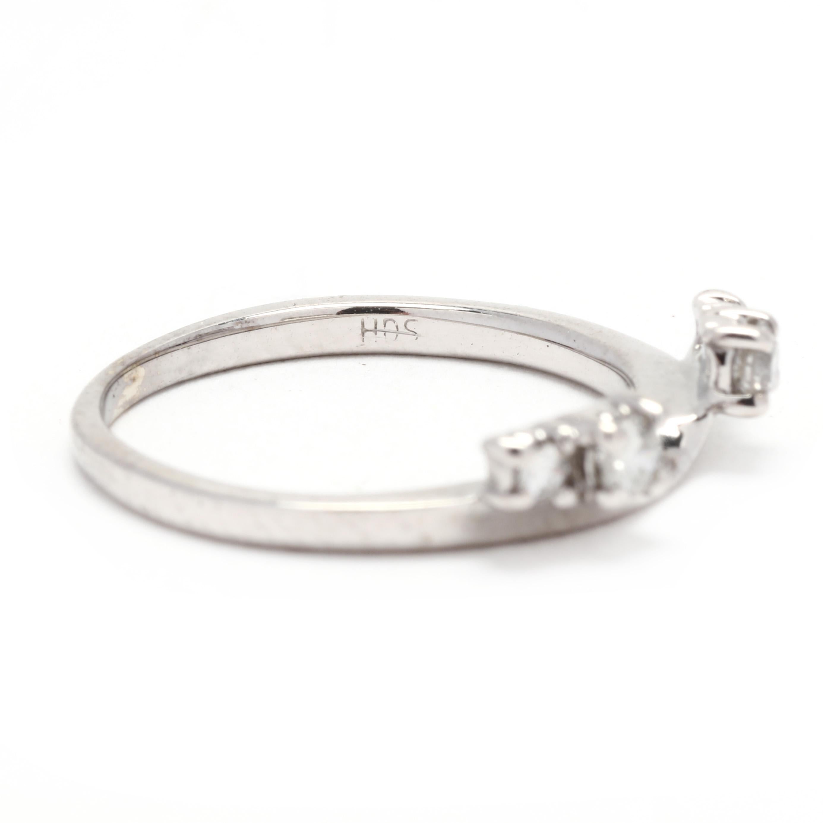 Brilliant Cut Diamond Wrap Ring Guard, 14k White Gold, Ring, Stackable Ring